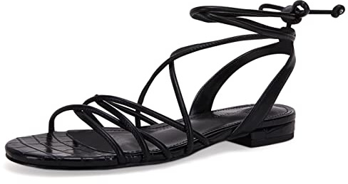 Ermonn Womens Wrap Flat Sandals Low Heel Slip On Open Toe Strappy Fashion Beach Sandal