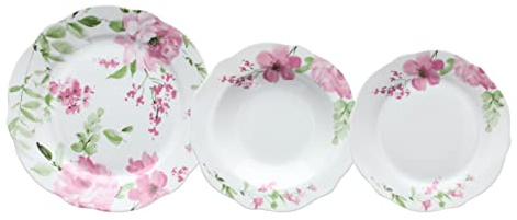 Tognana Wildrose 18-teiliges Tellerservice für 6 Personen, Blumenporzellan