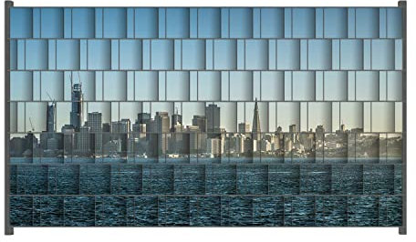 Wallario Zaun Sichtschutz Windschutz für EIN- und Doppelstabmattenzäune in der Größe Breite 2,50m x Höhe 1,40m, Motiv: Skyline von San Francisco