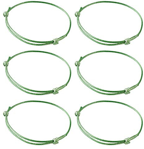 PandaHall 50 Stück koreanische gewachste Polyester-Kordel-Armbänder, verstellbare Freundschaftsschnur-Armbänder, handgefertigt, geflochtene Kordelschutz-Armbänder, Glücksarmbänder für Frauen, Hellgrün
