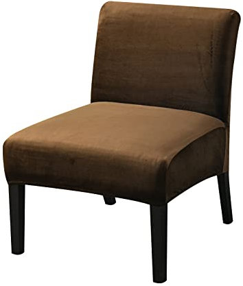 Lukery Stuhlbezug ohne Armlehne, Samt Stuhl Überzug Elastisch Stuhlhussen Universal Stretch rutschfest Stuhlbezüge Möbelschutz für Wohnzimmer Schlafzimmer Hotel (Kaffeefarbe,4 Stück)