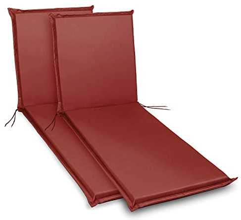 sunnypillow 2er Set Liegenauflagen - Auflage für Sonnenliege 190 x 60 - Polster für Gartenliege extra dick 9cm - Polsterauflagen für Liegen Outdoor, wasserdicht - Kissen für Liegestuhl - Rot