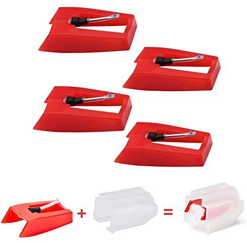 4PCS Record Player Needle Diamond Stylus Replacement for Turntable,Diamond Tip Needle for Turntables Crosley Ion Jensen Bush Teac Victrola Pyle Vinyl Record LP Player