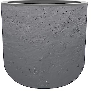 EDA - Blumentopf, rund, 50 cm, Volcania'Up 67 l, Steinoptik, einwandig, Wasserspeicherbereich, Ø 48,5 x H.46,2 cm, Kieselgrau