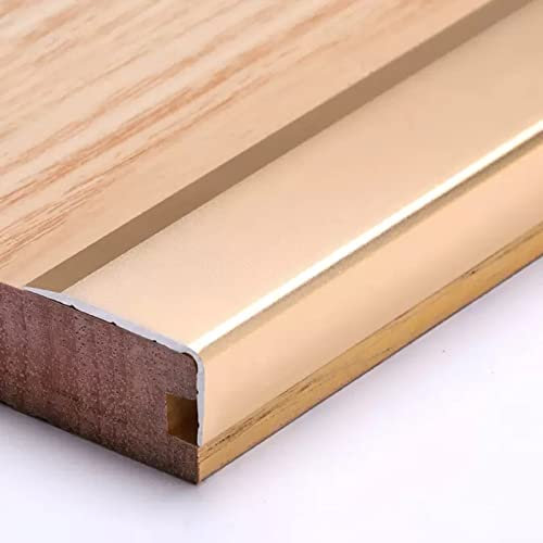 Gold Stair Edging Transition Strip Aluminum, Tile/ Wood Floor Decorative Edging, Window Sill Nosing/ Ledge Guard Protectors, L-Shaped Corner Guard for Floor/ Doorway ( Color : W 2.8cm(1 1/10 in) , Siz
