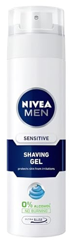 NIVEA Shaving Gel 200ml Sensitive Sensitive Skin is a Vitamin E-infused Product That Softens Beard Hair, Preventing Irritation and Promoting a Smooth Shave Without Ethyl Alcohol (Pack of 3)