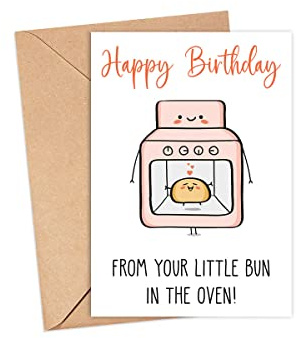 Yanashop88 Happy Birthday From Your Little Bun In The Oven Card - Birthday Card From The Bun - Funny Cute Birthday Card - Pregnancy Birthday Card For Her - Pregnancy Birthday Card - Greeting Card