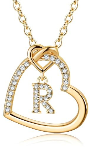 TINGN Kette Damen Gold Silber- Gold Kette Damen Herz Halskette Buchstaben A-Z Ketten Geschenke für Frauen Mädchen Geschenk Personalisierte Geschenke für Kinder Halskette Mädchen Schmuck Geschenk