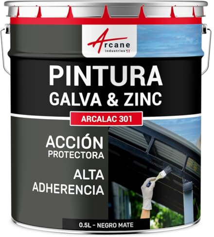 Pittura Galvanica & Zinco Antiruggine 0,5 L Nero Opaco - RAL 9005 | Protegge Dalla Corrosione, Resiste Ai Uv e Intemperie, Buona Aderenza su Zinco e Galva, Asciuga Rapido - Arcane Industries