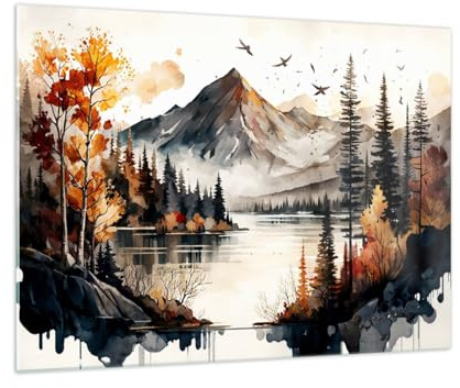 ARTTOR Bilder auf Glas 70x50cm Wandbild Glasdruck Landschaften Natur - 5783 | Sicht Gebirge Klein Modern Dekoration Wohnzimmer Schlafzimmer Küche Wanddeko Kunstdruck Art Wall Decor ARTTOR