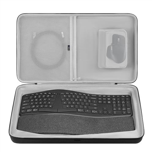 Geekria Custodia rigida da viaggio, compatibile con Logitech Ergo K860, borsa per tastiera (grigio scuro)