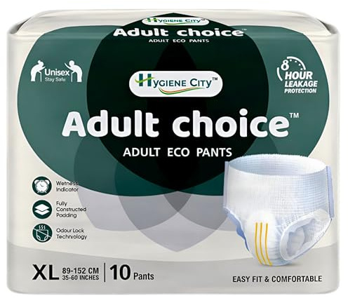 10x Adult Choice Incontinence Pants Women and Men, Adult Pull Up Nappies with Wetness Indicator, Max Absorbency, Leakage Protection, Odor Control (XL (10 Count))