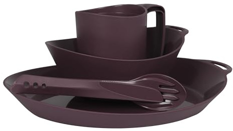 Lifeventure Ellipse Reusable 4-Piece Tableware Set: Knife/Fork/Spoon, Plate, Bowl, Mug for Camping, Travel & Outdoor