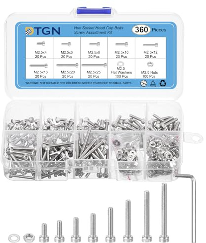 DTGN 360pcs metrisches Schraubensortiment M2.5 Schrauben und Muttern Set