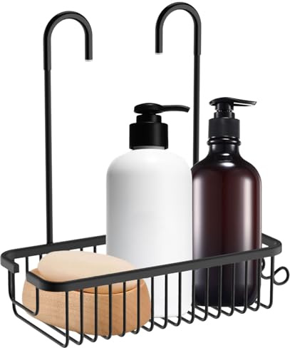 GOOPOOL Duschablage zum Hängen Duschablage ohne Bohren Duschkorb zum Hängen Shampoo Halterung für Dusche Rostfest Aufhängen an der Mischbatterie Badezimmer Organizer Eckregal Badezimmer Schwarz