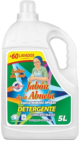 Detergente Líquido Concentrado para Lavadora 5 Litros, Especial contra Manchas Difíciles, más de 60 Lavados Garantizados