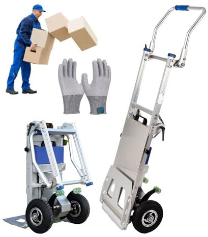 pealiritansemen Electric Stair Climbing Hand Truck, Load Capacity 200 Kg, Foldable Handle, Maximum Climbing Step Height 23cm, Tri-Fold Stair Climber, Includes A Pair Of Gloves