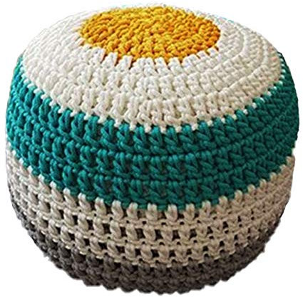 MEILISHAOMEI Pouf Lavorato a Maglia colorato 50X33 cm Poggiapiedi Rotondo in Corda di Cotone Intrecciata Perfetto per Il Soggiorno