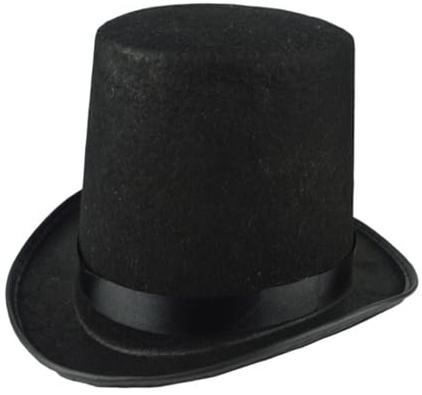 COLLBATH Sombrero De Copa Negro Para Hombre 11.81X9.84X6.69In Sombrero De Mago Adulto Fiesta De Disfraz Accesorio CláSico Retro