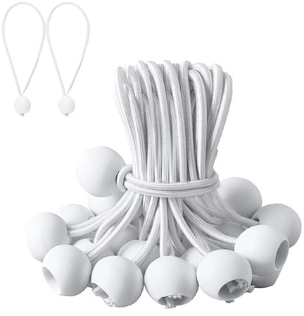 Spanngummis mit Kugel, 25 Stück Spanngummi Kurz, 20cm Gummispanner Zeltgummis Expanderschlingen, Planenspanner mit Kugel, für Planen, Zelt, Banner, Netz Pavillions(Weiß)
