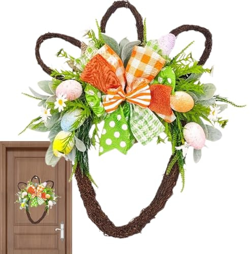 Osterkränze Für Haustür, Ostereier Türkranz, 50cm Künstliche Osterkranz Haustür, Ostern Türkranzdekoration, Bunte Eier Frühlings k-Ranz Home Wanddekoration
