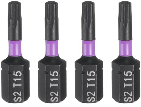 QUARKZMAN 4Pz T15 Inserti per Avvitatore Torx 1/4 Gambo Esagonale 25mm/1 Lunghezza Punte per Cacciavite Magnetico 6 Punte Esagonali a Stella in Acciaio S2 Trapano Elettrico di Qualità