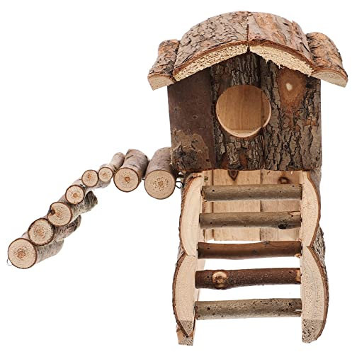 Yardwe Holzernes Hamsterhaus Burg Mehrschichtiges Rattenhaus Chinchilla Spielzeug Hamsterversteck Kleine Haustier Hütte Käfig Zubehör