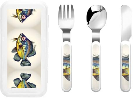 Fly Yellow Fish Stainless Steel Cutlery Set, Stainless Steel Cutlery Fork Spoon and Knife for Daily Meals