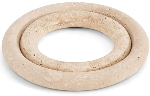 SPESHSTONES Travertino - Set di 2 sottopentola in pietra per piatti caldi | Sottopentola decorativo in marmo fatto a mano resistente al calore per tavolo da pranzo, cucina moderna e decorazione della