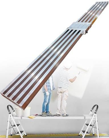 Tablón de andamio de aluminio ajustable, capacidad de 330 libras con plataforma antideslizante para una plataforma de trabajo segura y estable, ideal para tareas de construcción y mantenimiento