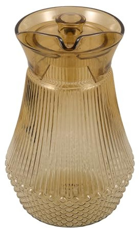 Hoement Jarra de Agua Fría de Acrílico Reutilizable 1,5 L con Asa y Tapa, Resistente a Altas Temperaturas para Bebidas Frías en Hogar y Restaurante