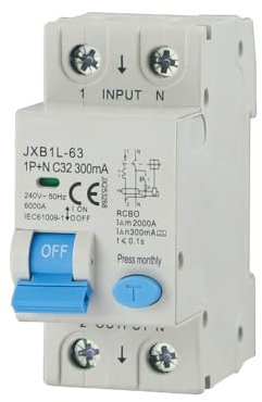 gloca Interruttore Magnetotermico Differenziale 1P+N 32A 300mA 220V 6KA 2 Moduli DIN C32 Classe A