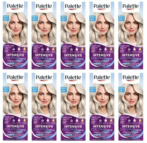 Confezione da 10 palette di colori intensi 9,5 – 1 (C9) Silver Blond Hair Color – Full Box – con istruzioni in lingua inglese (lingua italiana non garantita)