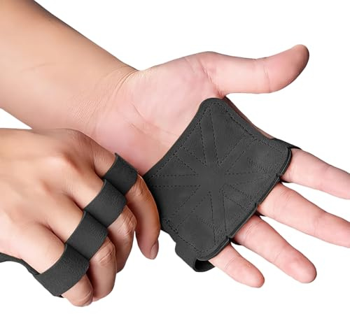 HERKINDNESS Coussinets de Préhension en Cuir, Gants Musculation Homme, Design avec Anneaux pour 4 Doigts, pour Bodybuilding, Musculation et Tractions