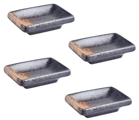 COLLBATH 4 pezzi Piattini Quadrati in Ceramica per Salse Giapponesi Resistenti Graffi e Macchie per Soia Sushi e Condimenti per Casa Ristorante e Regalo
