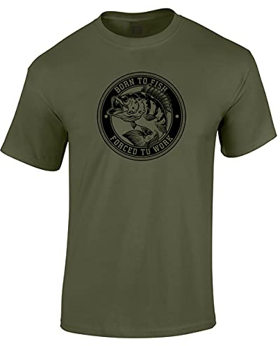Koi Carp Fishing Gifts for Men, Fisherman T Shirts - Born to Fish - Clothing for Men Dad Birthday Fathers Day Military Green Size M