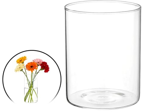 sourcing map Clear Cylinder Vases for Centerpiece 51oz, 6 Inch Tall Glass Flower Vase Floating Candle Holder for Bouquet Table Shelf Decor Home Wedding Party