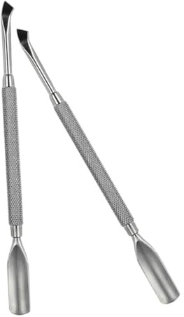 FONDOTIN 2 piezas Herramienta de Acero Inoxidable para Cutículas y Limpieza de Uñas Diseño Doble Cabeza para Manicura y Pedicura Duradera y Portátil Acabado Elegante para Cuidado