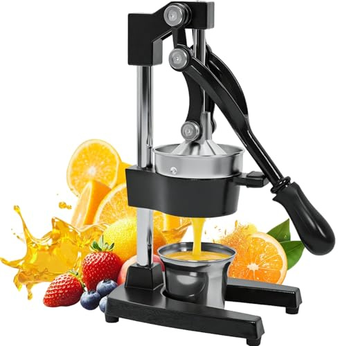 HLILBTE Cast Iron Citrus Juicer | Extra Large Commercial Grade Manual Hand Press with Stainless Steel Cup, Heavy-Duty Manual Juicer Press, Orange Crush Machine, Orange Juicer Squeezer, Easy Clean