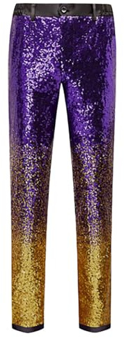 Générique Pantaloni con paillettes sfumati per uomo Leggings da danza jazz per festival di musica discoteca retrò anni '70 e '80 adatti per cosplay, feste e carnevale, oro, S