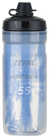 ZEFAL Arctica 55 Soft Cap con Protección No Mud - Bidon Ciclismo Isotermico - Inodoro y Hermético con Protección contra el Barro - Bidón Ciclismo sin BPA - Azul/Plata - 550 ml