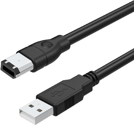 Asobilor Cable FireWire a USB, IEEE 1394 de 6 pines a USB A 2.0, cable adaptador pasivo FireWire 400 a USB 2.0, cable de conexión para impresoras, escáneres, discos duros externos, 6 pines macho a