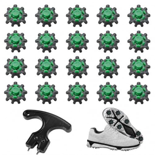 20PCS Golf Shoe Spikes with Wrench,Golf Spikes Replacement Set | Replacement Spikes For Footjoy,Replacement Cleats,Golf Spike Replacement Fit Foot Fast Lok Twist 3.0 System Joy (Black Green)