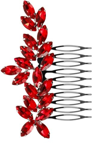 jojofuny Roter Haarkamm Hochzeit Braut Schmuck aus Zinklegierung mit Einfachem Befestigungssystem für Hochsteckfrisur