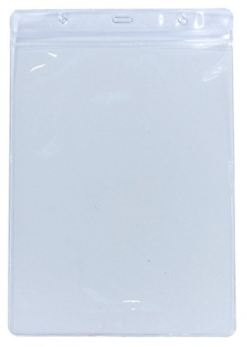50 Stück Vinyl A5 ID-Kunststoff-Badge Namensschild Halter von Lanyards Hochformat Größe 25 x 17 cm – hält 22 x 16,6 cm | Extra große Tasche Transparente PVC-Beutel ID Ärmel Taschen Access Control