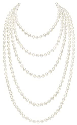 BABEYOND Modische Imitation Perlen Kette Flapper Art Deco 1920s Gatsby Kostüm Accessoires Lange Perle Halskette