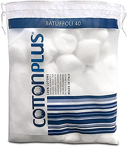 Cotton Plus BATUFFOLI 40 pcs. - LIGNE MÉDICALE | 100% pur coton hydrophile cardé pour usage médical | Doux et absorbant.