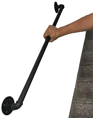 Moderne Main courante pour escalier intérieur extérieur | Garde-corps Supports Kit for terrasses, balcons, fenêtres Rambarde Balustrade Rampe d'Escalier traverses Parapet - Fer Forgé Métal Noir
