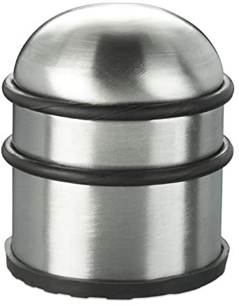 Relaxdays Fermaporte, Blocca Porta e Ferma Finestre, in Acciaio Inox e Gomma, Accessorio per la Casa, ∅7 cm, Argento