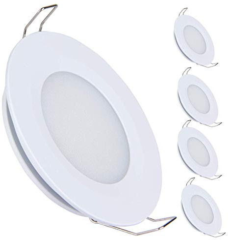 acegoo 4er Set 12V LED Einbauleuchte Wohnmobil 3W Spot Flach Einbaustrahler Deckenleuchte Loch 58-65mm für Boot Wohnwagen Auto Möbel, Voll Aluminium 215LM Warm Weiß (Weiß)